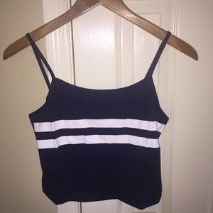 Navy Blue and White Cami Crop Top